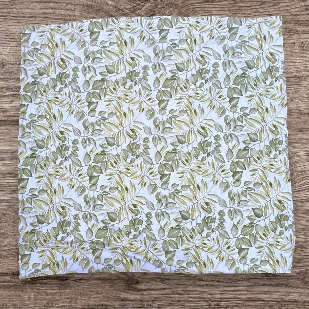 Pottery Barn Green Botanical Leaf Print Organic Cotton Duvet Cover Full/Queen